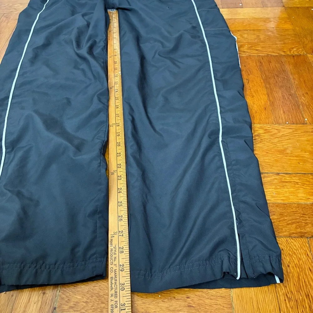 Y2K Nike Gray Ankle Zip Track Pants White Stripe Men's Size Large Baggy Wide Leg